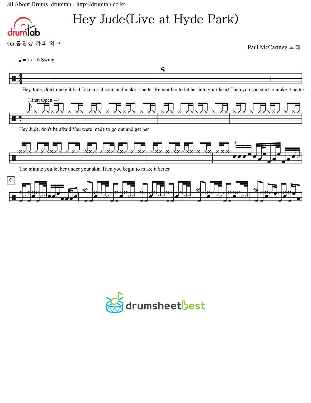 Hey Jude Live at Hyde Park preview page 1