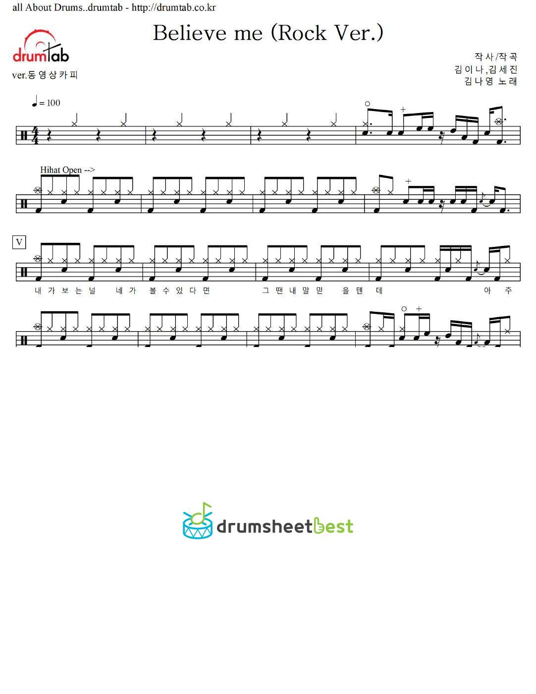 Believe me (Rock Ver.) preview page 1