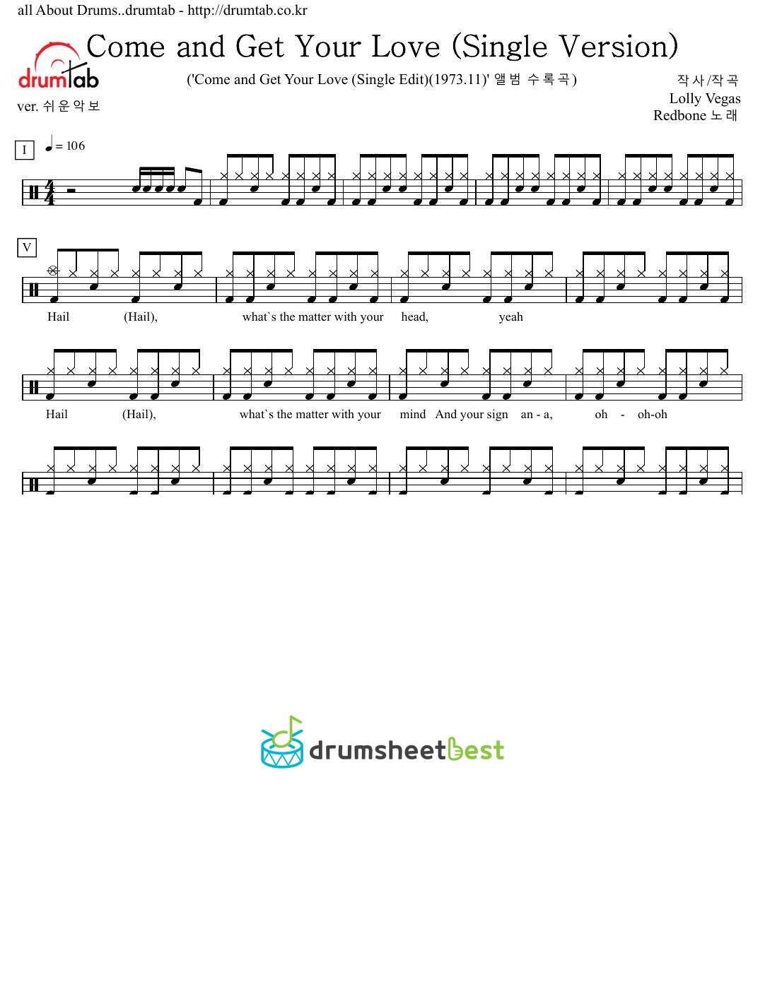 Come and Get Your Love (Single Version) preview page 1