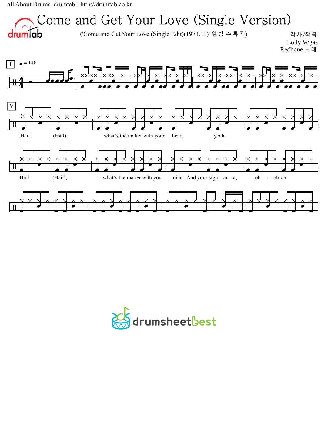 Come and Get Your Love (Single Version) preview page 1