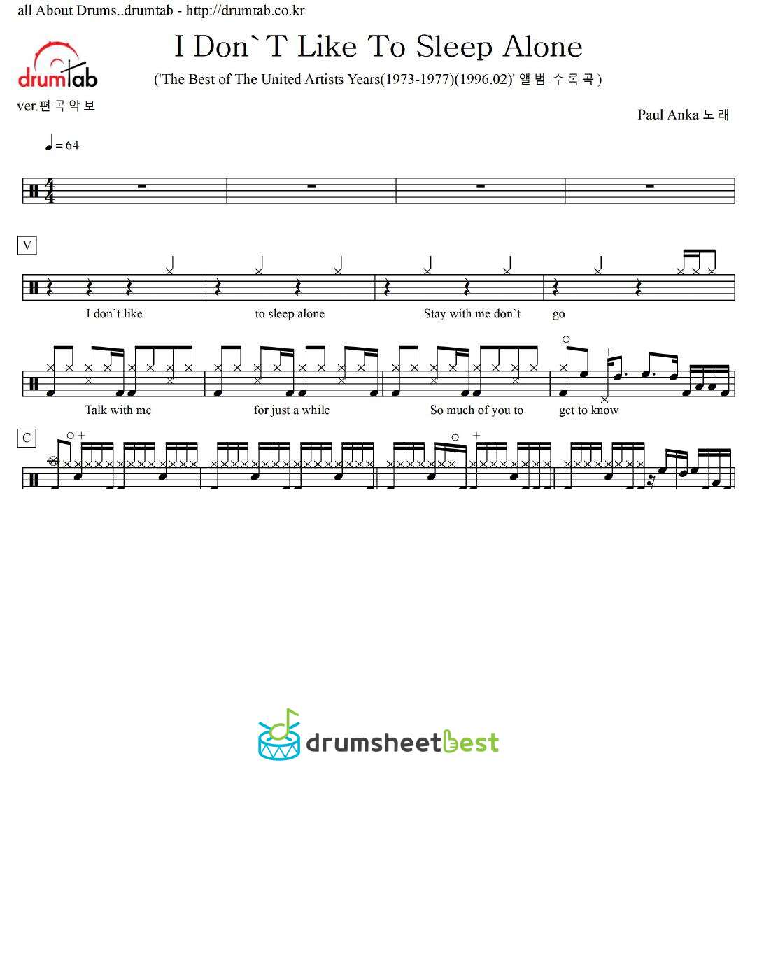 I Don'T Like To Sleep Alone preview page 1