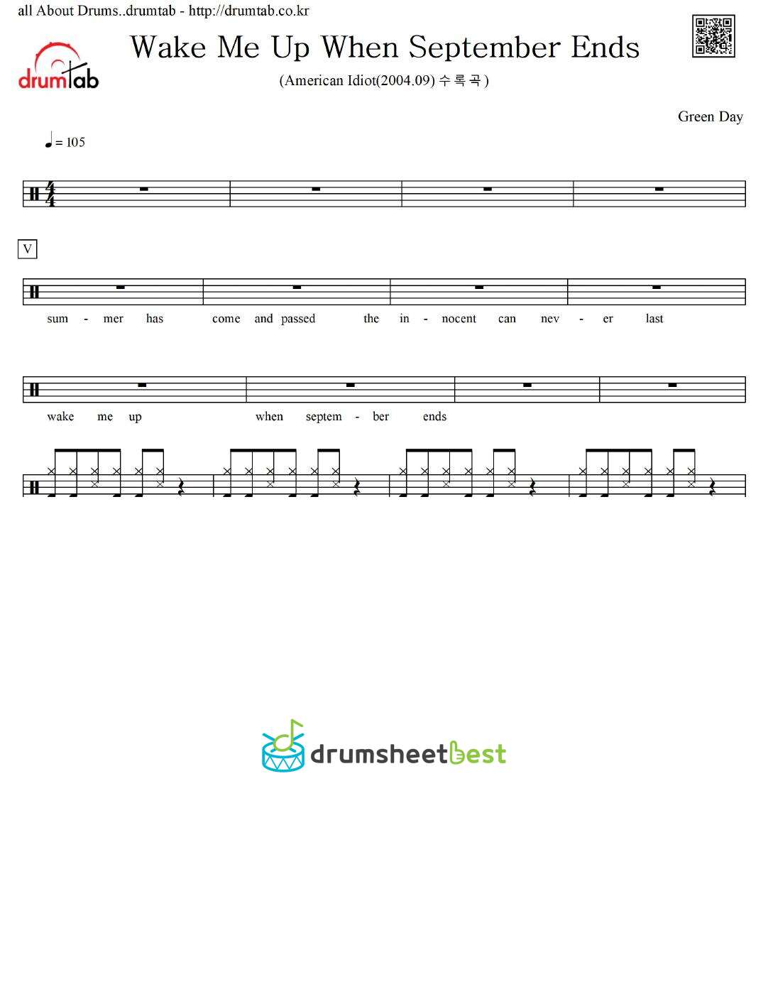 Wake Me Up When September Ends preview page 1