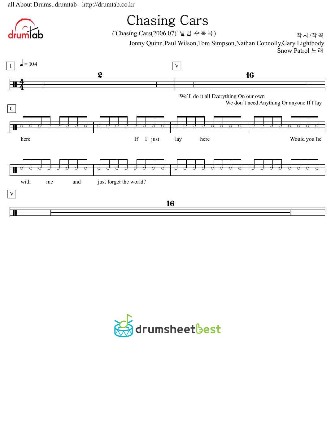 Chasing Cars preview page 1