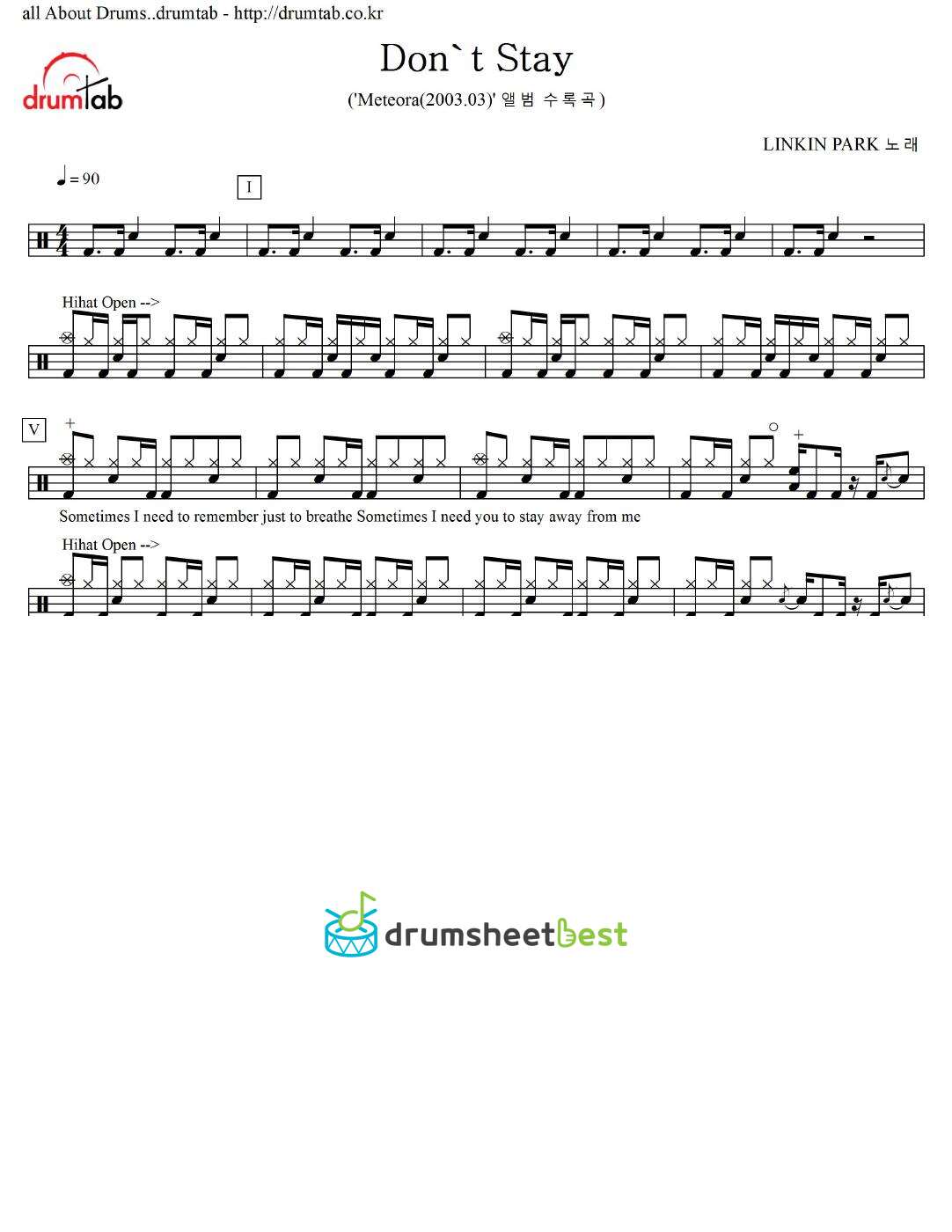 Don't Stay preview page 1