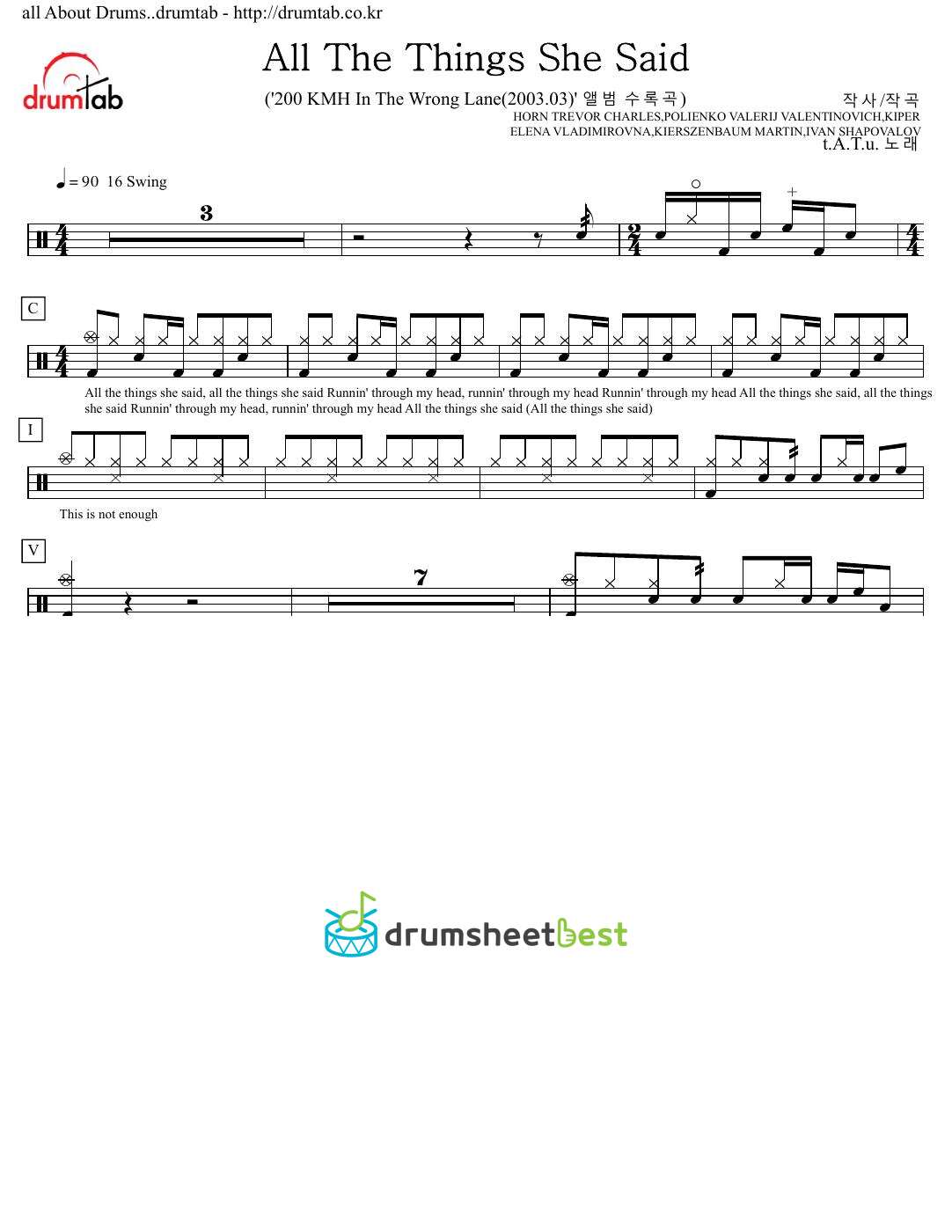 All The Things She Said preview page 1