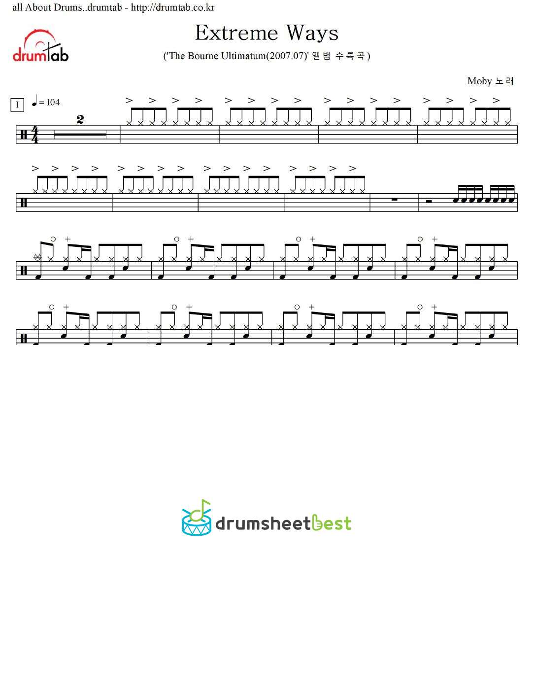 Extreme Ways (Bourne's Ultimatum) preview page 1