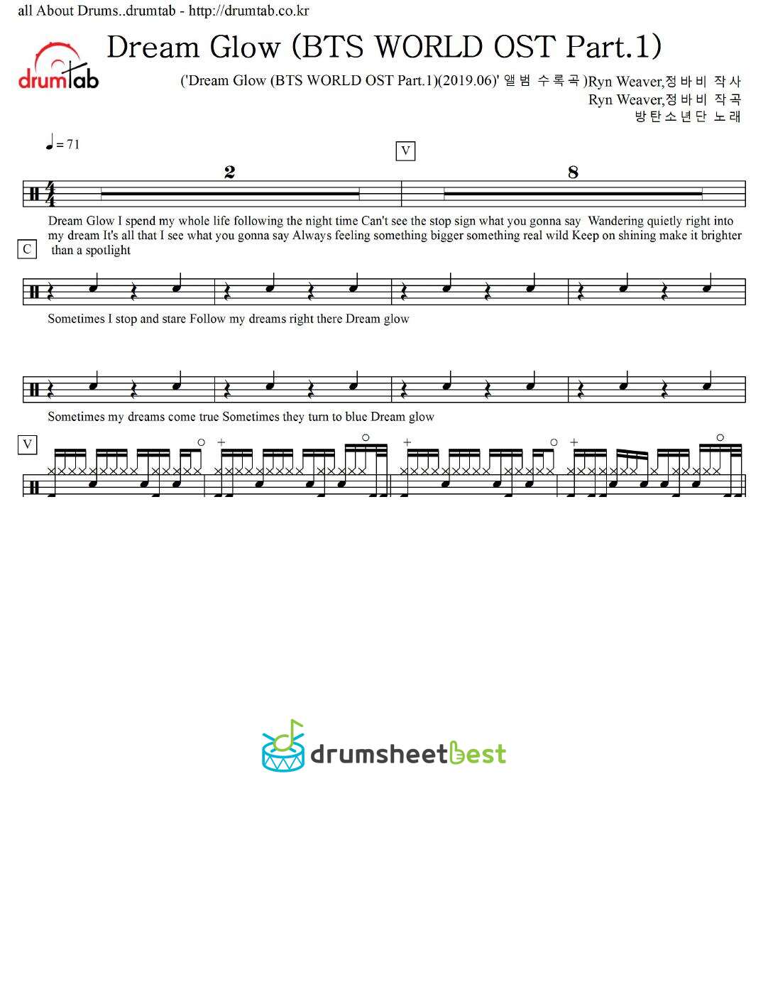 Dream Glow (BTS WORLD OST Part.1) preview page 1