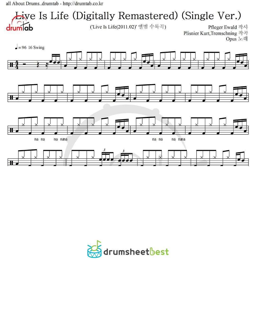 Live Is Life (Digitally Remastered) (Single Ver.) preview page 1