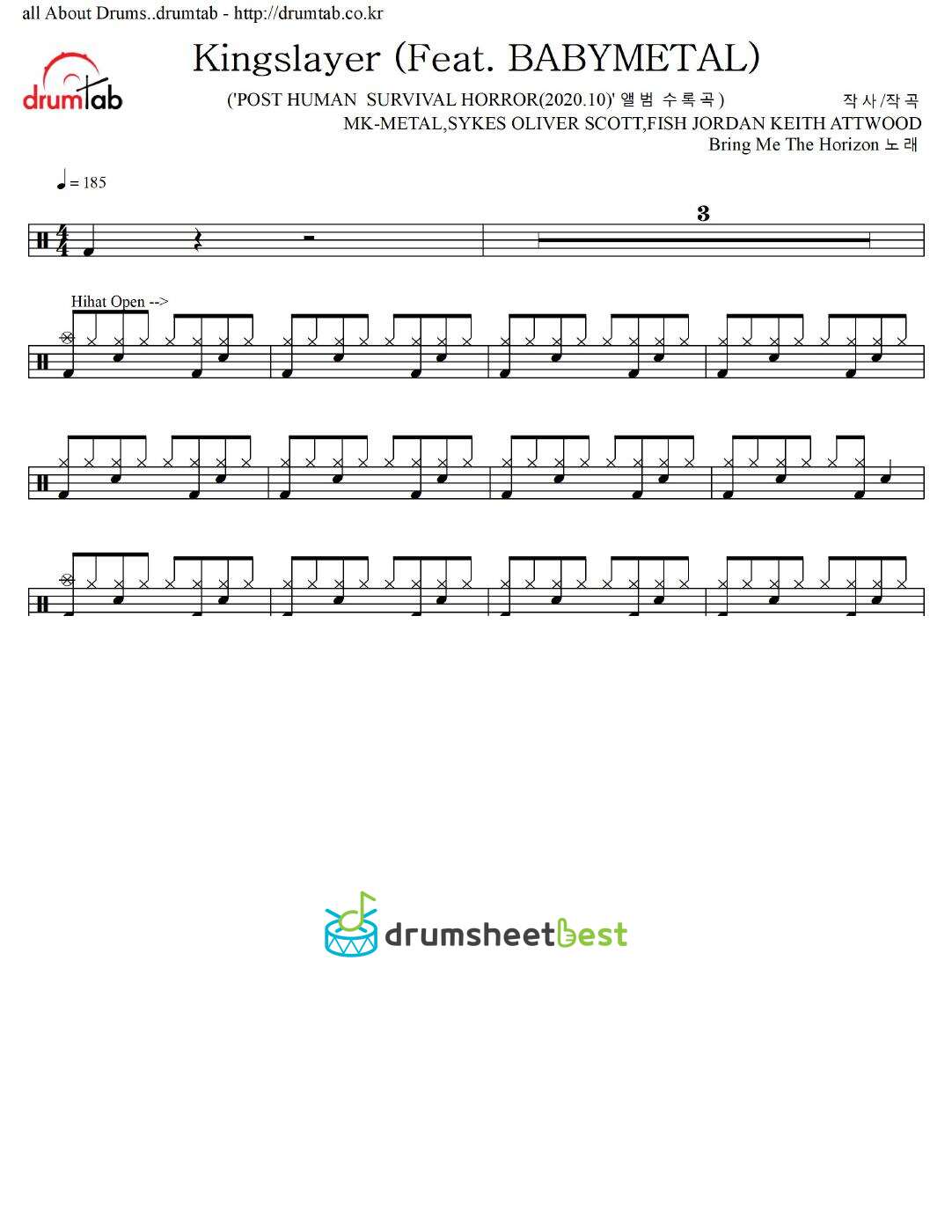 Kingslayer (Feat. BABYMETAL) preview page 1