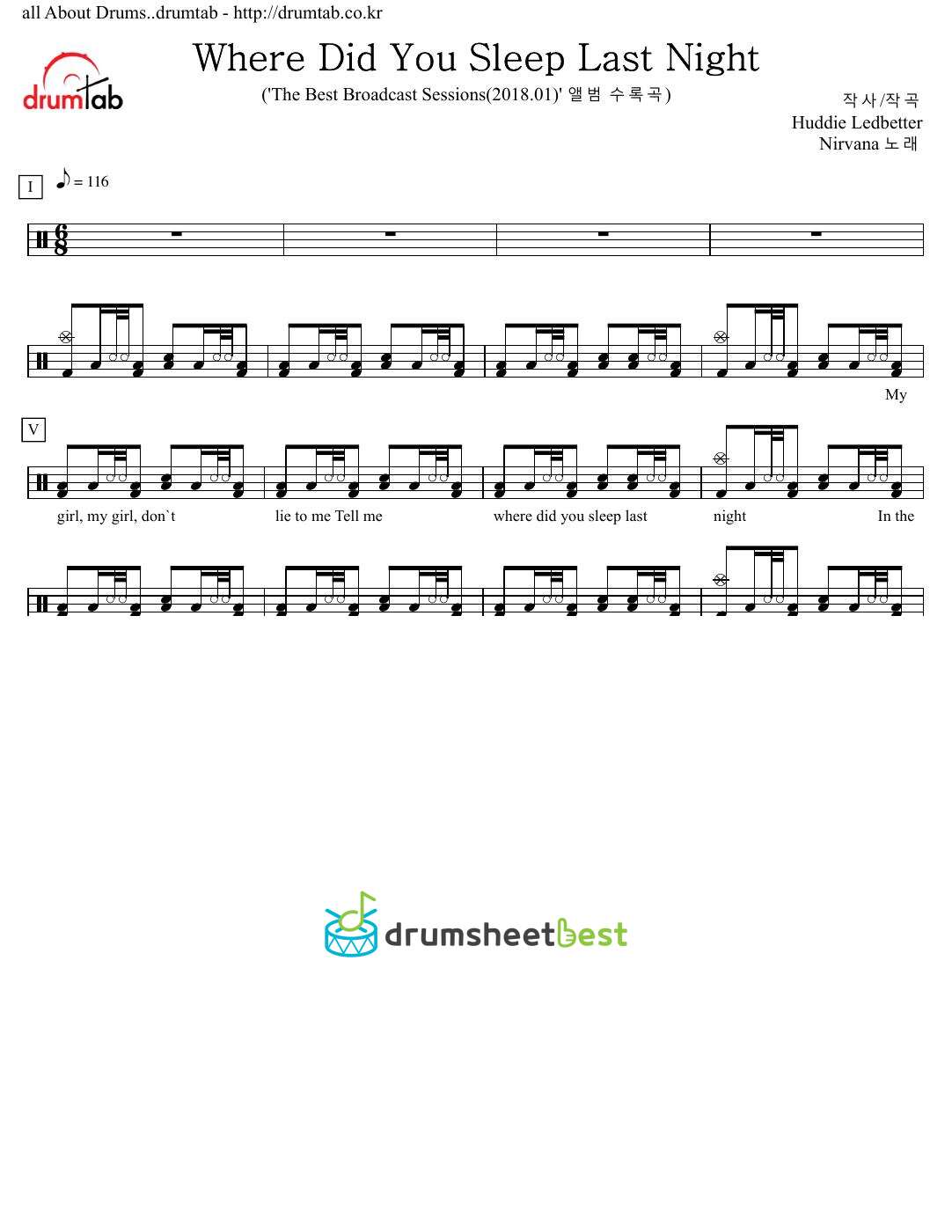 Where Did You Sleep Last Night preview page 1