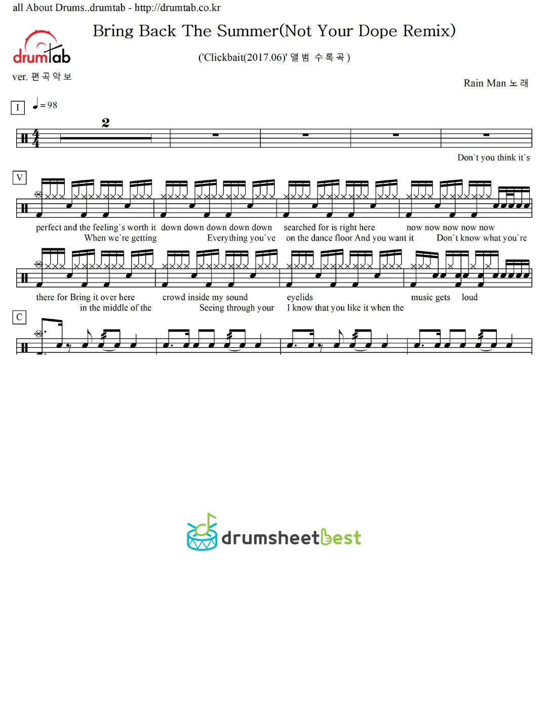 Bring Back the Summer (Not Your Dope Remix) preview page 1