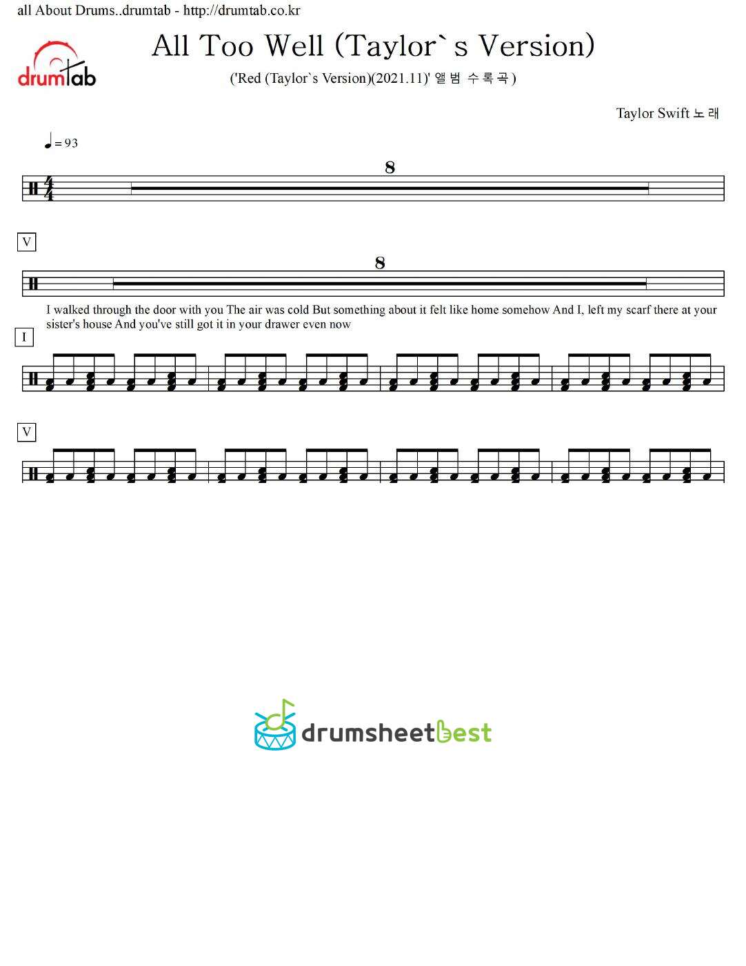 All Too Well (Taylor's Version) preview page 1