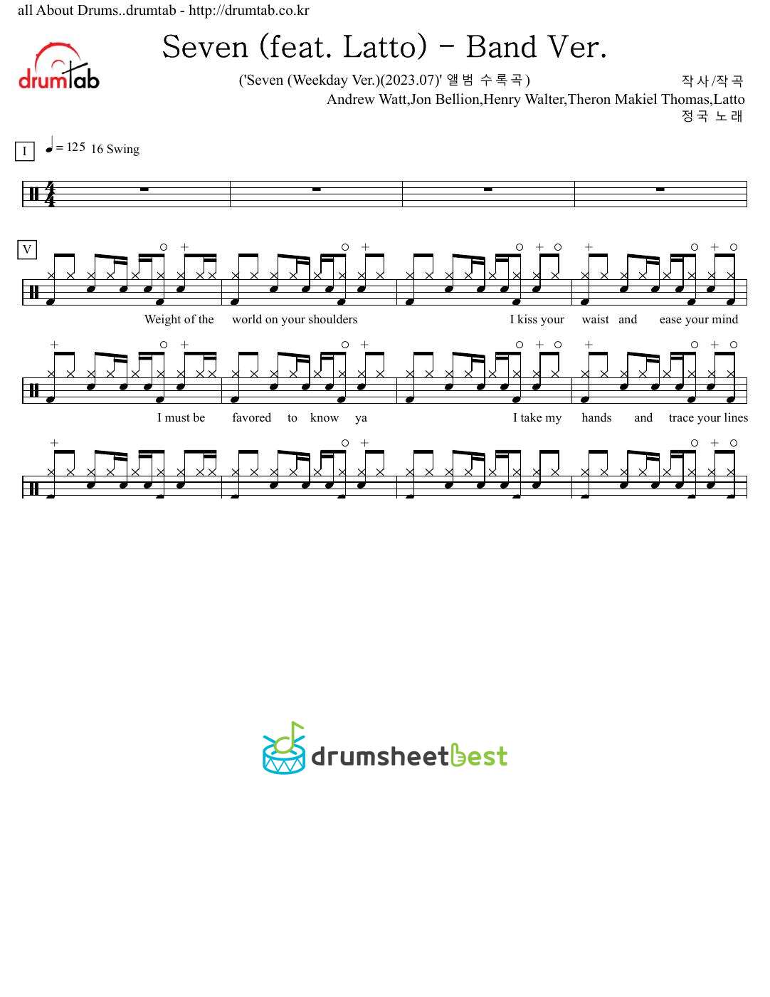 Seven (feat. Latto) - Band Ver. preview page 1