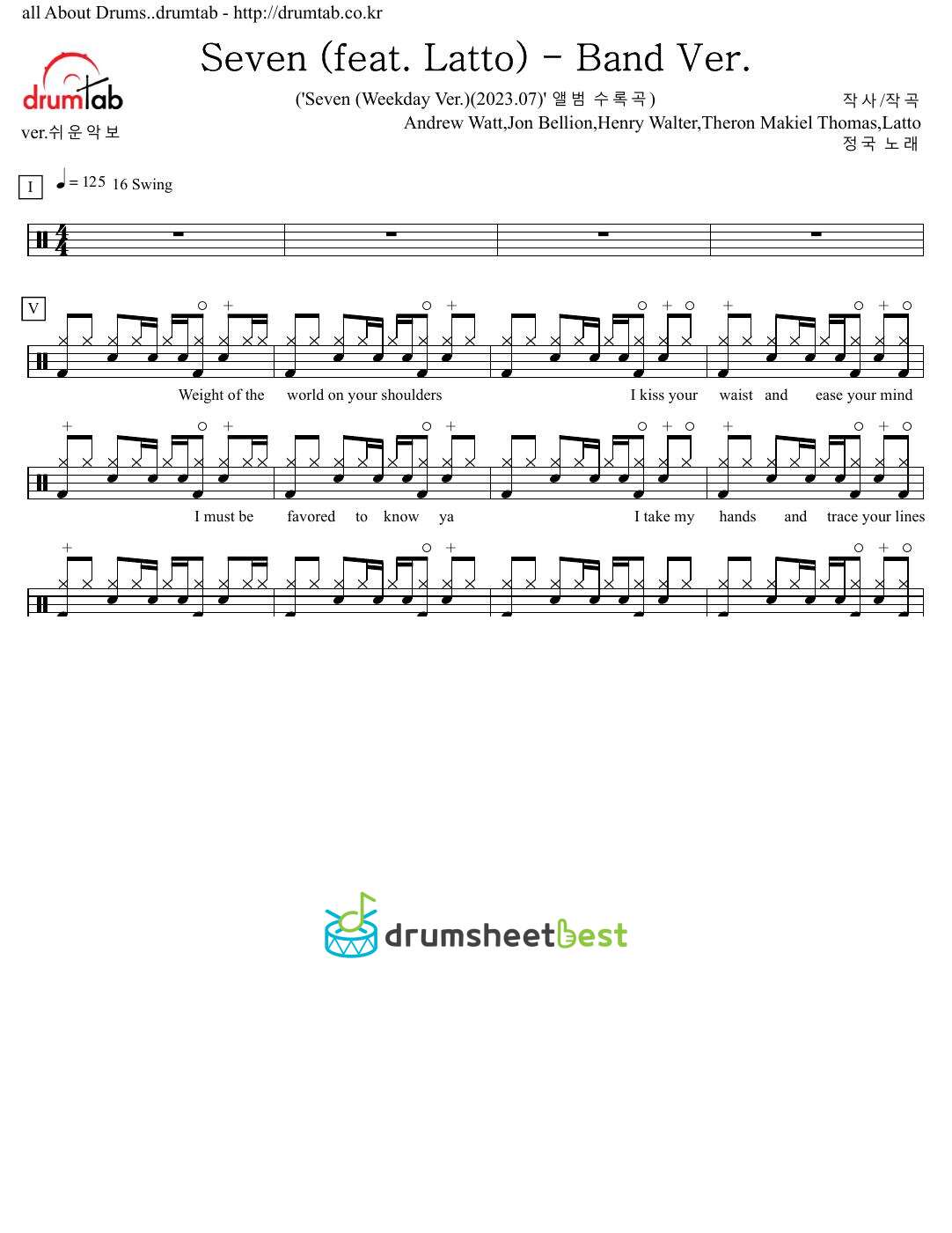 Seven (feat. Latto) - Band Ver. preview page 1