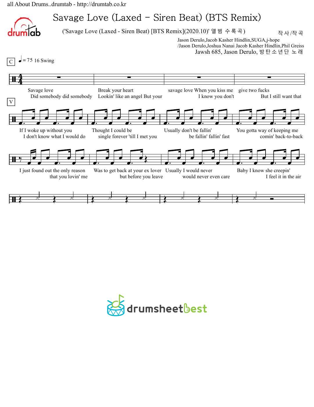 Savage Love (Laxed - Siren Beat) (BTS Remix) preview page 1