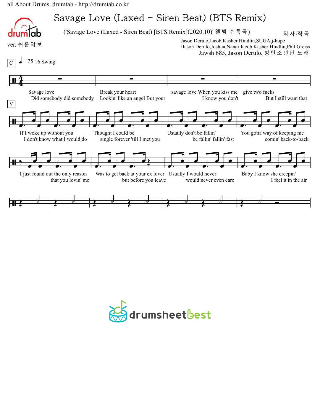 Savage Love (Laxed - Siren Beat) (BTS Remix) preview page 1