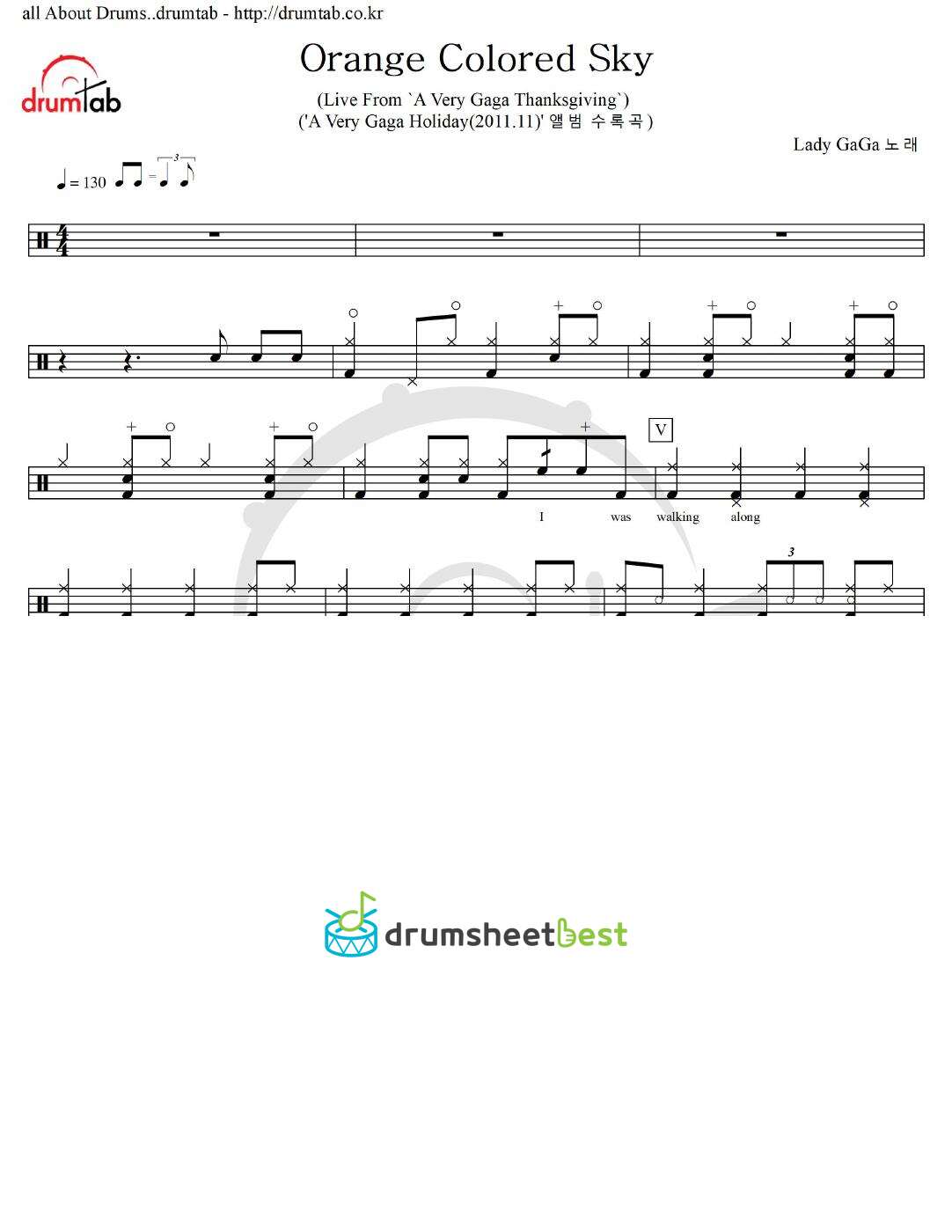 Orange Colored Sky (Live From 'A Very Gaga Thanksgiving') preview page 1