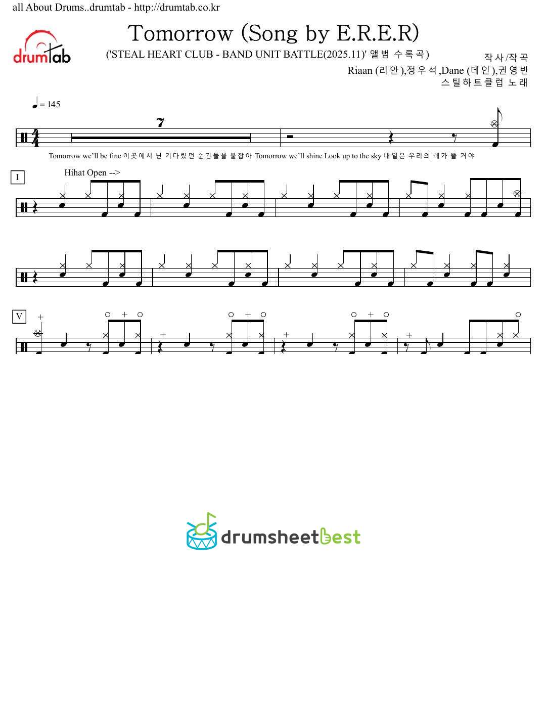 Tomorrow (Song by E.R.E.R) preview page 1